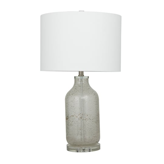 Gray Glass Table Lamp with Drum Shade Set of 2 15", 25"